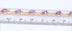 Attractive Yellow Gold Amethyst Heart and Diamond accent Bracelet