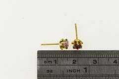 10K Yellow Gold Round Sim. Amethyst Solitaire Vintage Stud Earrings