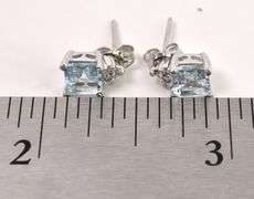 Amazing Aquamarine Stud Earrings In 14K White Gold