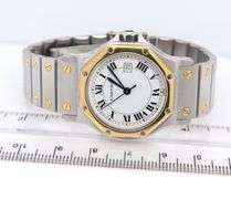 Cartier Santos Octagon Automatic White Roman Dial Watch
