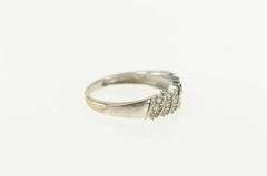 14K White Gold Diamond Slanted Stripe Statement Band Ring