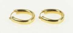 14K Yellow Gold 18.2mm Oval Puffy Vintage Statement Hoop Earrings