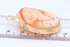 Beautiful 18kt Italian Shell Cameo Pin Pendant