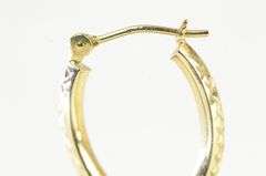 14K Yellow Gold 17.9mm Oval Textured Hollow Hoop Earrings