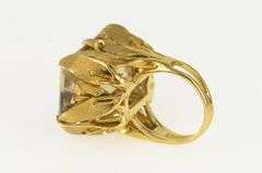 14K Yellow Gold Smoky Quartz Calla Lily Floral Cocktail Ring