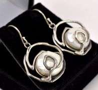 Mother of Pearl Dangle Earrings in Sterling Silver