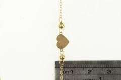 14K Yellow Gold Heart Charm Love Symbol Cable Chain Necklace