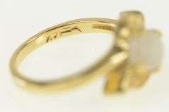 14K Yellow Gold Natural Opal Oval Ornate Bypass Vintage Ring