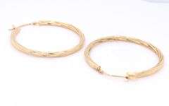 Beautiful Yellow Gold 2mm Twisted Hoop Earrings