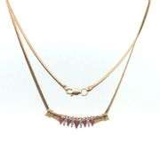 10K Yellow Gold Marquise Ruby Diamond Curved Statement Necklace