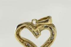 10K Yellow Gold Baguette Diamond Wavy Curvy Heart Pendant