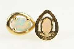 14K Yellow Gold Oval Natural Opal Tear Drop Stud Earrings
