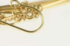 14K Yellow Gold Layered Dangle Bar Chain Tassel Earrings