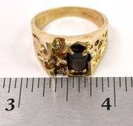 Charming Brown Sapphire and Diamond Men's Ring in 14K Yellow Gold