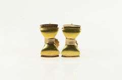 14K Yellow Gold 1960's Retro 3D Bow Ribbon Screw Back Earrings