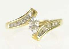 10K Yellow Gold Marquise Diamond Classic Bypass Engagement Ring