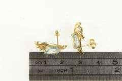 14K Yellow Gold Oval Blue Topaz Swirl Statement Stud Earrings