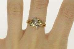 14K Yellow Gold 0.68 Ctw Marquise Diamond Engagement Set Ring