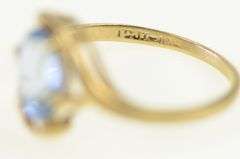 10K Yellow Gold Bypass Blue Topaz Vintage Solitaire Ring