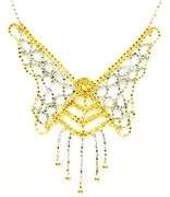 10K Gold & Sterling Mesh Beadwork Butterfly Necklace