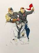 Extremely Rare and Collectible Hand Signed Norman Rockwell Norman Rockwell Cheering