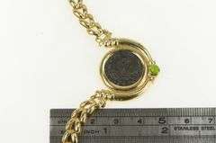 14K Yellow Gold Ancient Roman Coin Peridot Arrow Link Chain Necklace