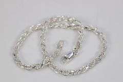 Sterling Silver Diamond-Cut Rope Chain 3mm Solid 925 Italy New Bracelet 8"