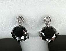 Impressive 3.15 Ctw Black Fire Moissanite & Natural White Diamond Accent Earrings