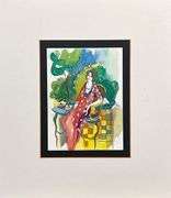 One-Of-A-Kind Unique Orignal Watercolor by Itzchak Tarkay