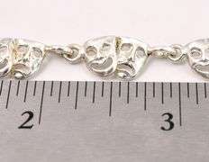 Sad and Happy Theater Mask Bracelet in Sterling Silver