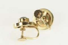 10K Yellow Gold 1940's Blue Topaz Black Enamel Screw Back Earrings