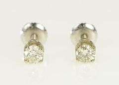 14K White Gold 0.50 Ctw Diamond Solitaire Classic Stud Earrings