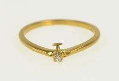 14K Yellow Gold Diamond Inset Retro Simple Wedding Band Ring