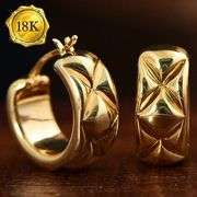 18KT GOLD HOOP EARRINGS-WIDE