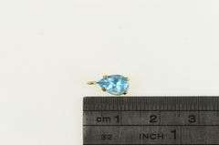 14K Yellow Gold Blue Topaz Solitaire December Birthstone Charm/Pendant