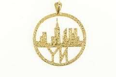 14K Yellow Gold New York City Skyline Big Apple Travel Charm/Pendant