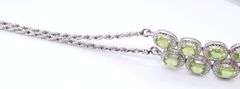 Art Deco 925 Sterling Silver Peridot V Style Necklace