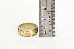 14K Yellow Gold 8.0mm Ornate Two Tone Wedding Band Ring