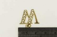 10K Yellow Gold W Filigree Letter Monogram Name Initial Pendant