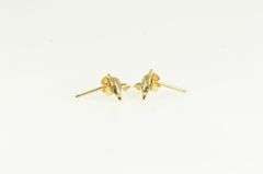 14K Yellow Gold Diamond Cut Jumping Dolphin Stud Earrings
