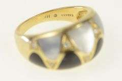 14K Yellow Gold Kabana Mother of Pearl Black Onyx Domed Ring