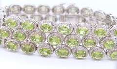 925 Sterling Silver Peridot 3 Row Bracelet