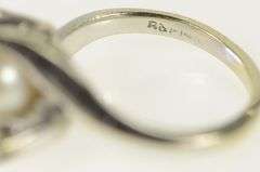 14K White Gold 8.7mm Pearl Retro Quartz Bypass Vintage Ring