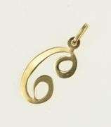 14K Yellow Gold Cursive C Letter Monogram Initial Name Charm/Pendant