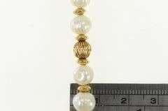 10K Yellow Gold Retro Vintage Pearl Ornate Toggle Clasp Bracelet