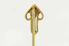 14K Yellow Gold Art Deco Diamond Ornate Filigree Arrow Stick Pin