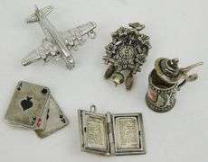 Lot of 5 Vintage Sterling Silver Mechanical Charms