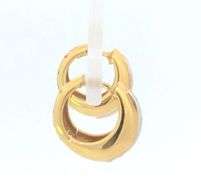 18K Yellow Gold 13.75mm Diamond Rounded Vintage Hoop Earrings