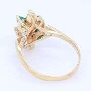Charming Yellow Gold Marquise Emerald and Diamond Cluster Ring