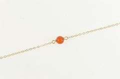 14K Yellow Gold Carnelian Ball Beaded Vintage Chain Link Necklace